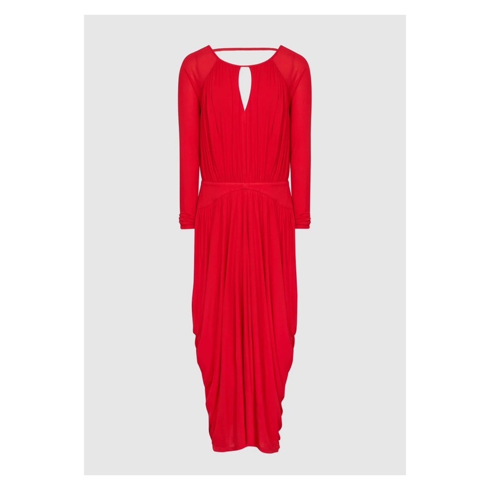 New! REISS London Savannah Jersey Open Back Drape Midi Dress - Picture 7 of 11